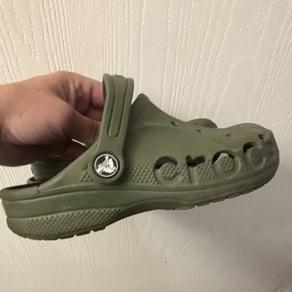 Crocs Classic Green Clog Slip-On Rubber Round Toe Logo Casual Boys US 2
