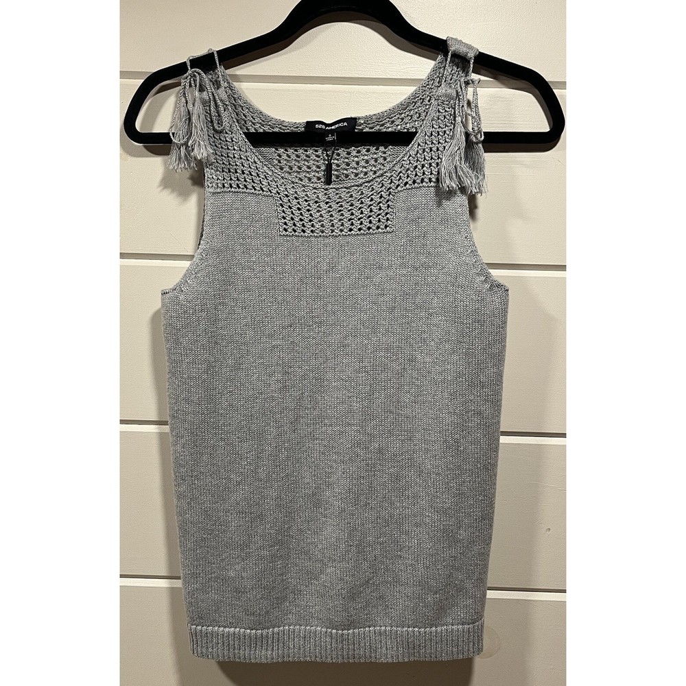 Revolve's 525 America Women's Tank Gray Tasseled Open Knitted Size S NWT $72