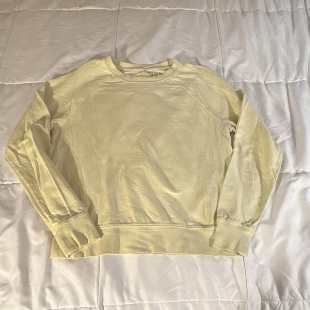 Athleta Women's Yellow Solid Pullover Sweatshirt Long Sleeve Crew Neck XS