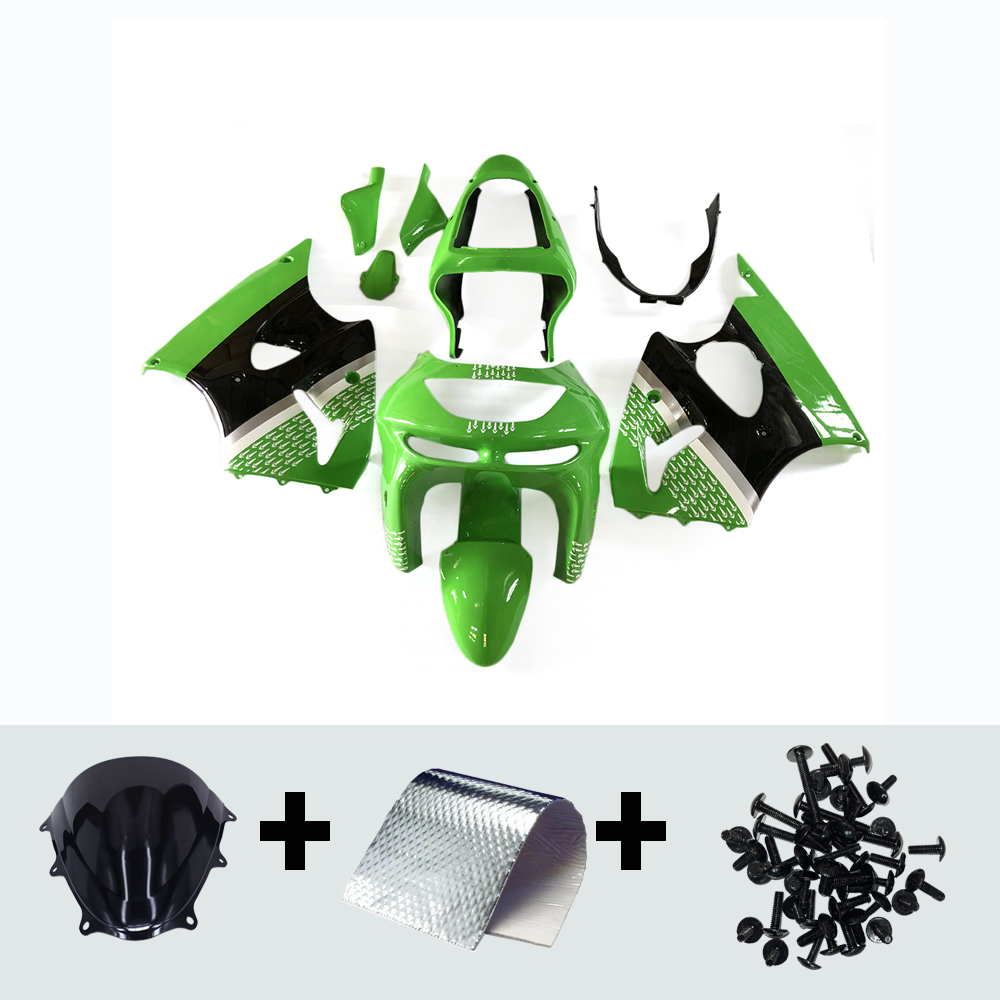Green Black Fairing Kit for 1998 1999 Kawasaki Ninja ZX6R 636 Injection Bodywork