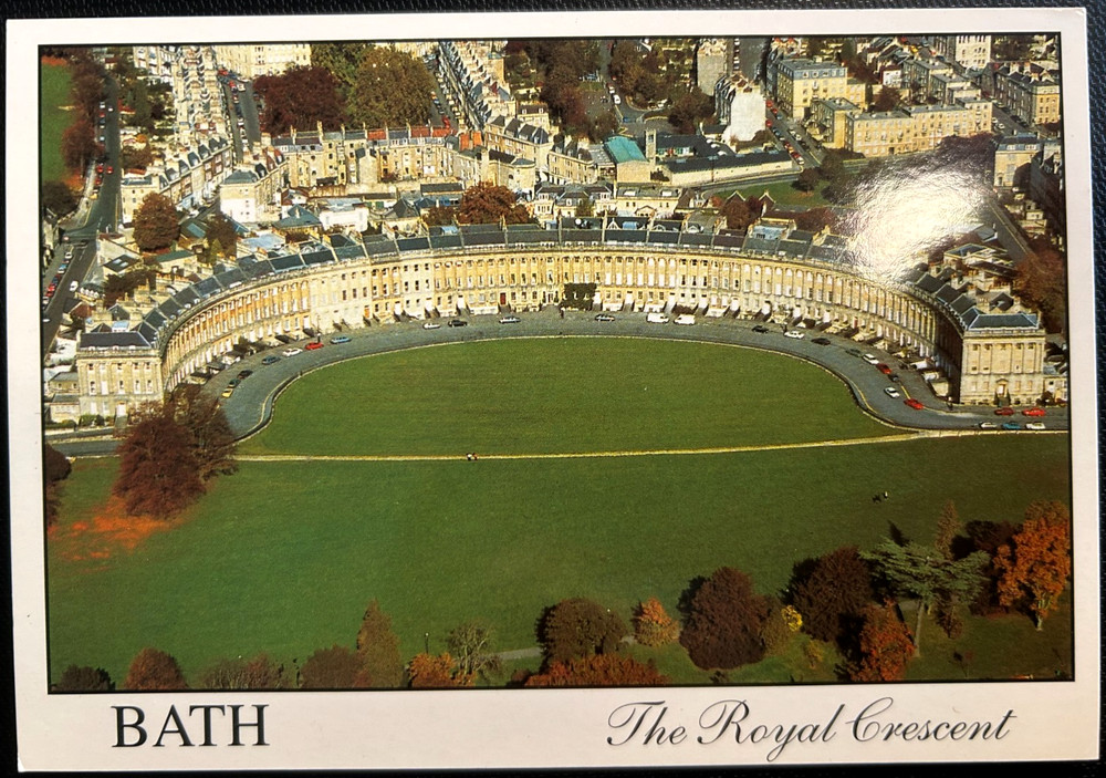Postcard: Aerial view of the Royal Crescent, Bath, UK, unposted, excellent cond