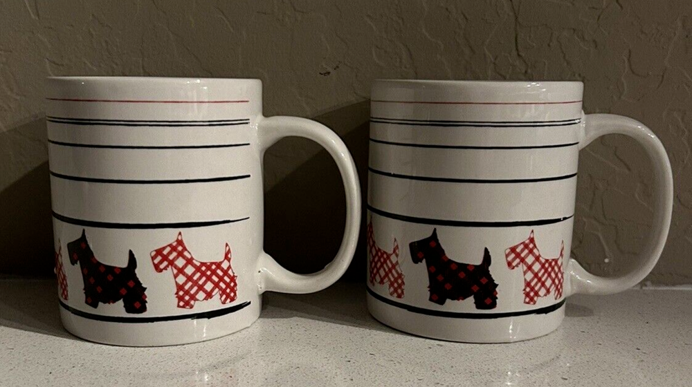 Scottish Terrier Coffee Mug Set of 2 in Tartan Plaid by MSRF Inc Designs