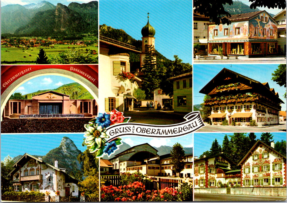 Vintage Postcard Oberammergau Passion Play Village Germany