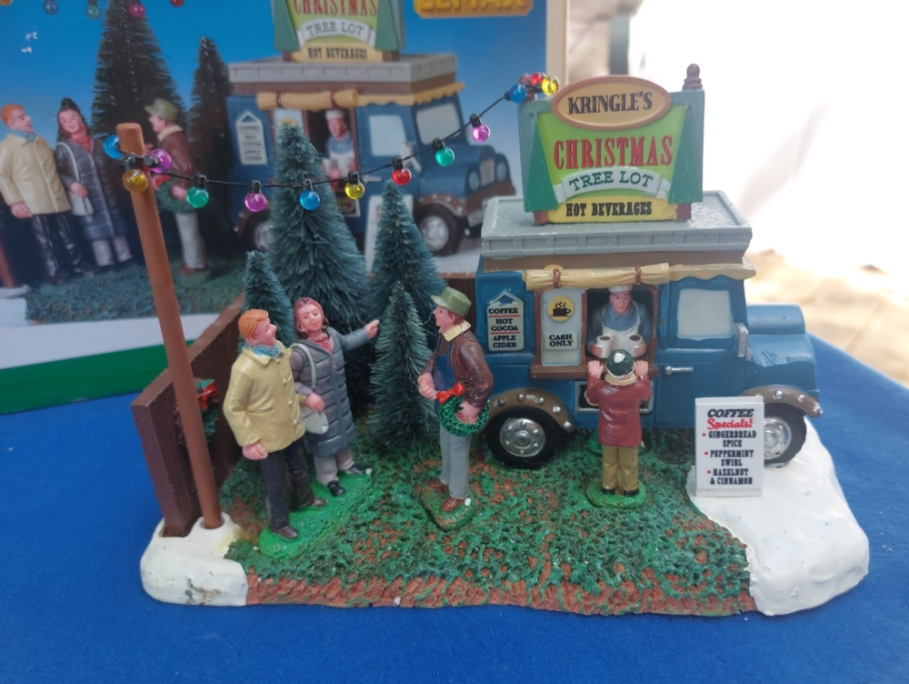 Lemax Christmas Village Tree Lot Camper Trailer Tabletop Decoration-image