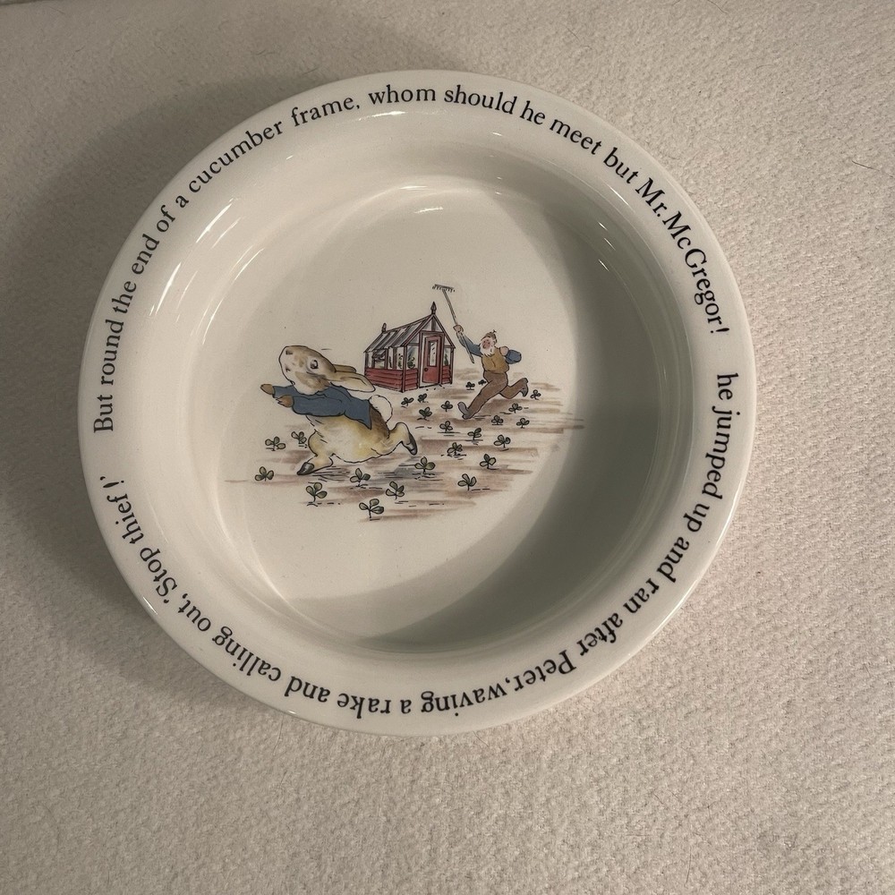 Vtg Wedgwood Beatrix Potter Peter Rabbit Porringer Bowl-Stop Thief Made England