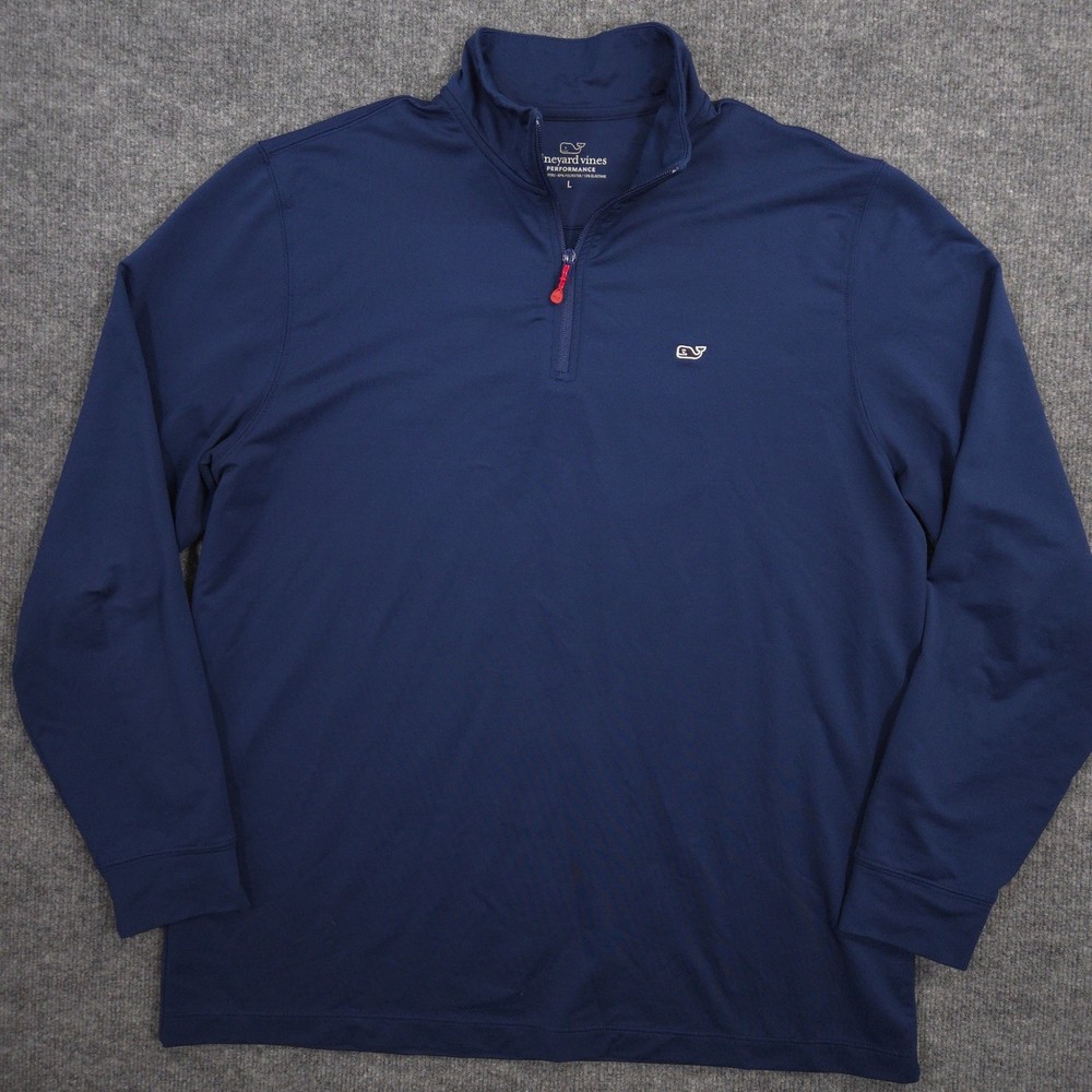 Vineyard Vines Performance 1/4 Zip Mens Large Blue Whale Long Sleeve Golf Preppy