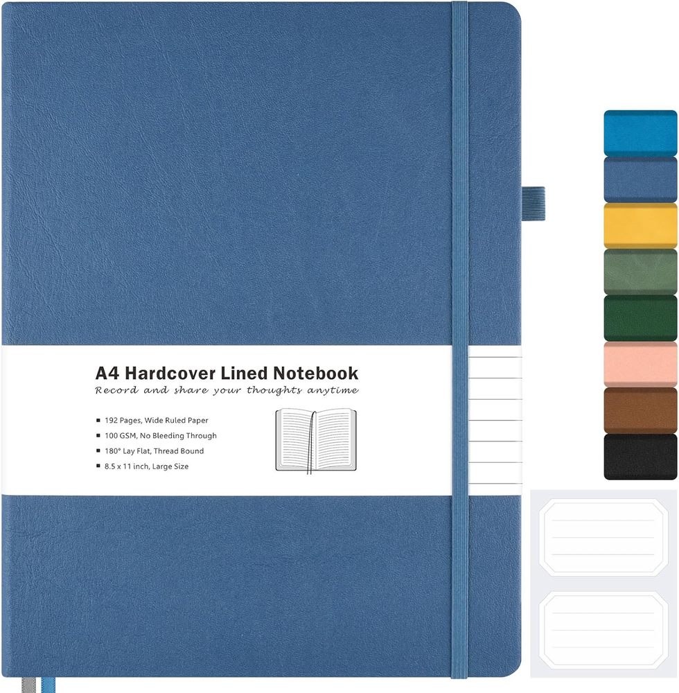 Blue Hardcover Lined Journal Notebook 8.5