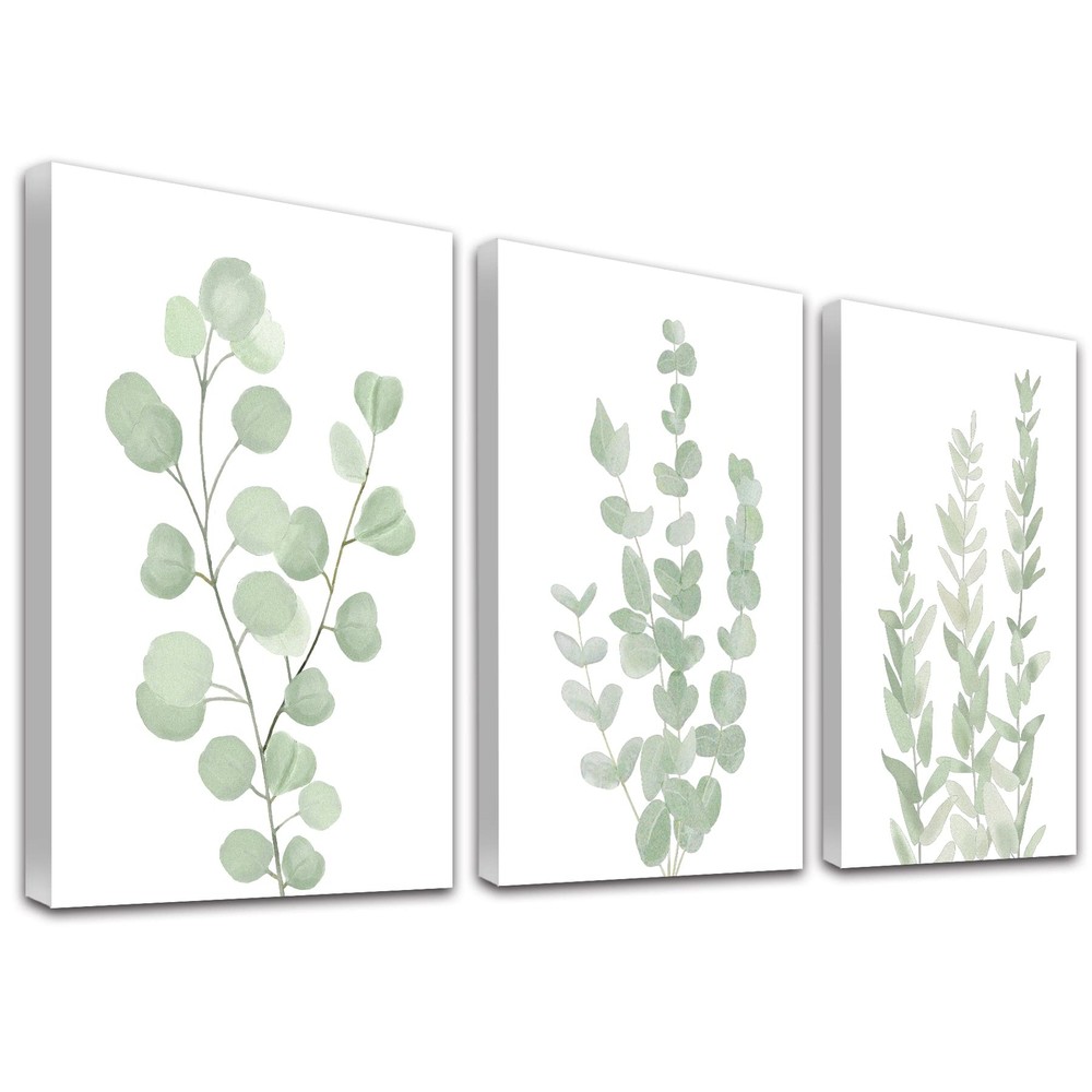 Botanical Eucalyptus Canvas FRAMED Wall ArtBoho Plant Wall Decor for Bedroom
