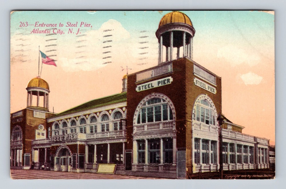 Atlantic City NJ-New Jersey Entrance To Steel Pier Vintage c1910 Postcard