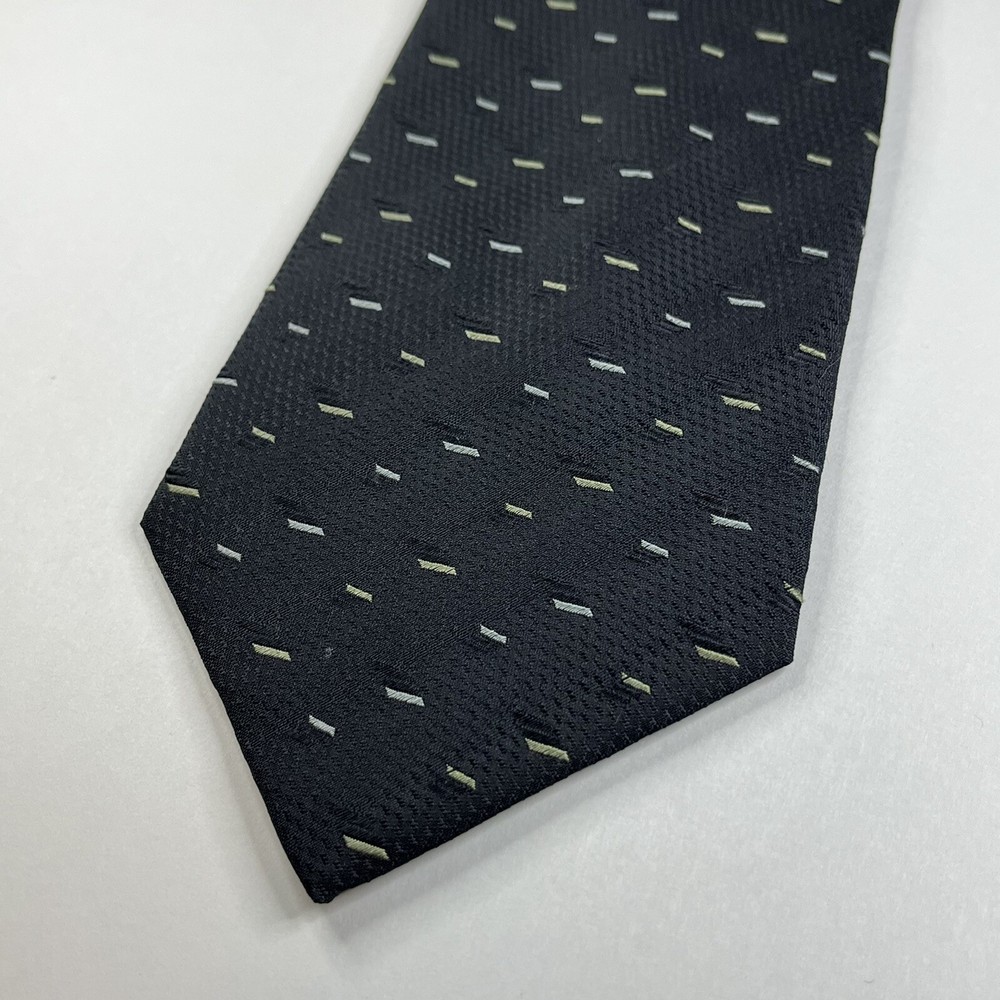 Weatherproof Garment Company Tie Necktie Neckwear Black Geometric 58”L x 4”W