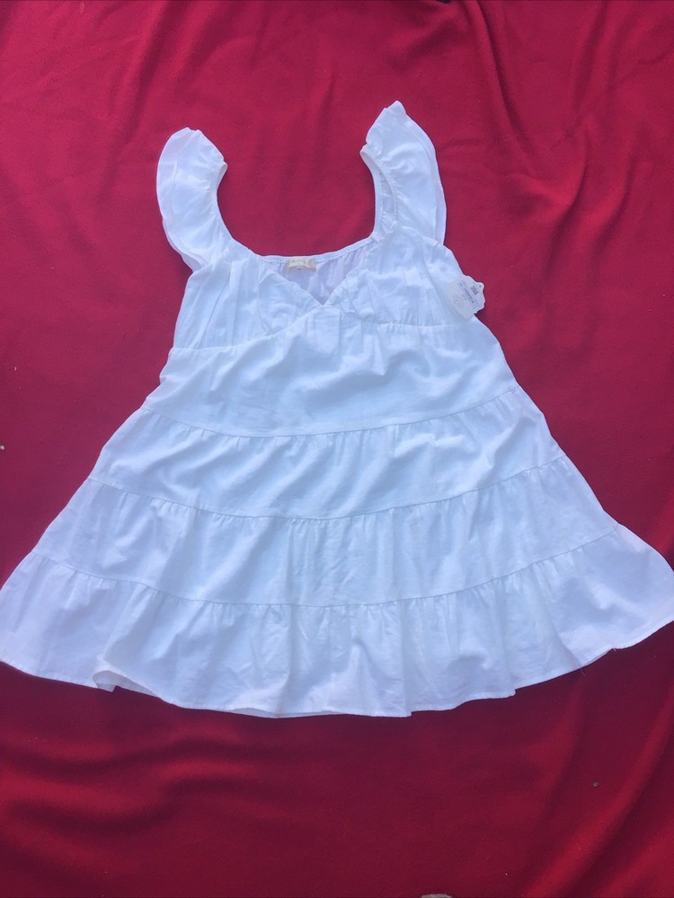 Altar'd State White Lined Ruffled Sleeveless Dress Large NWT Summer Spring