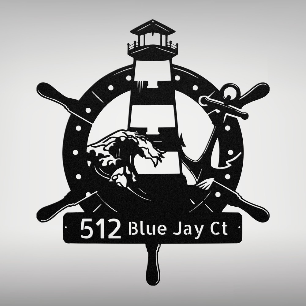 Personalized Lighthouse Metal Sign Custom Home Decor Coastal Beach Lovers Gifts