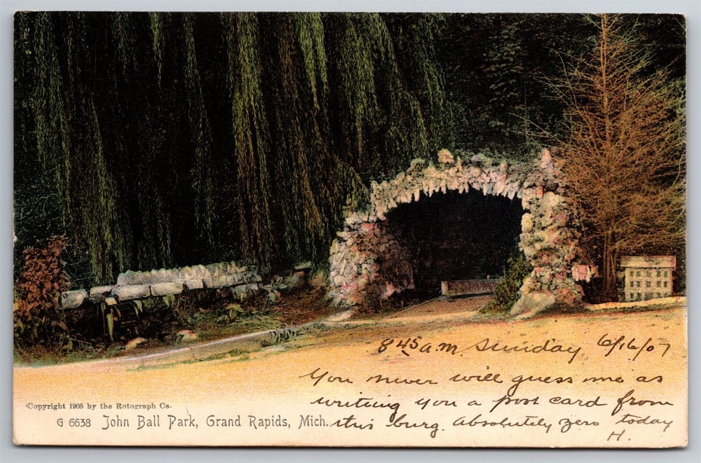 John Ball Park Grotto Grand Rapids MI C1907 Postcard N24
