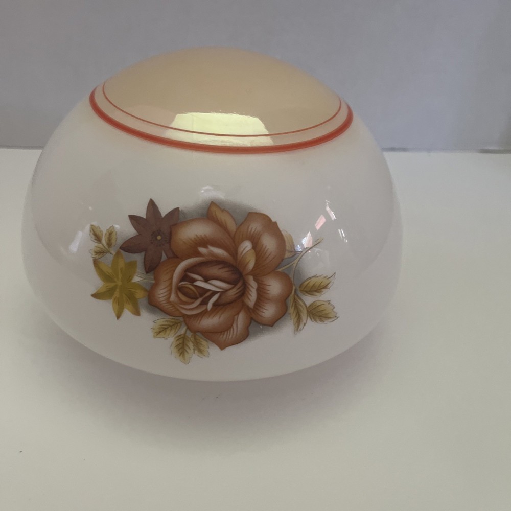 Vintage Glass Amber Roses Lusterware Globe Ceiling Fan Light Shade Fitter 3
