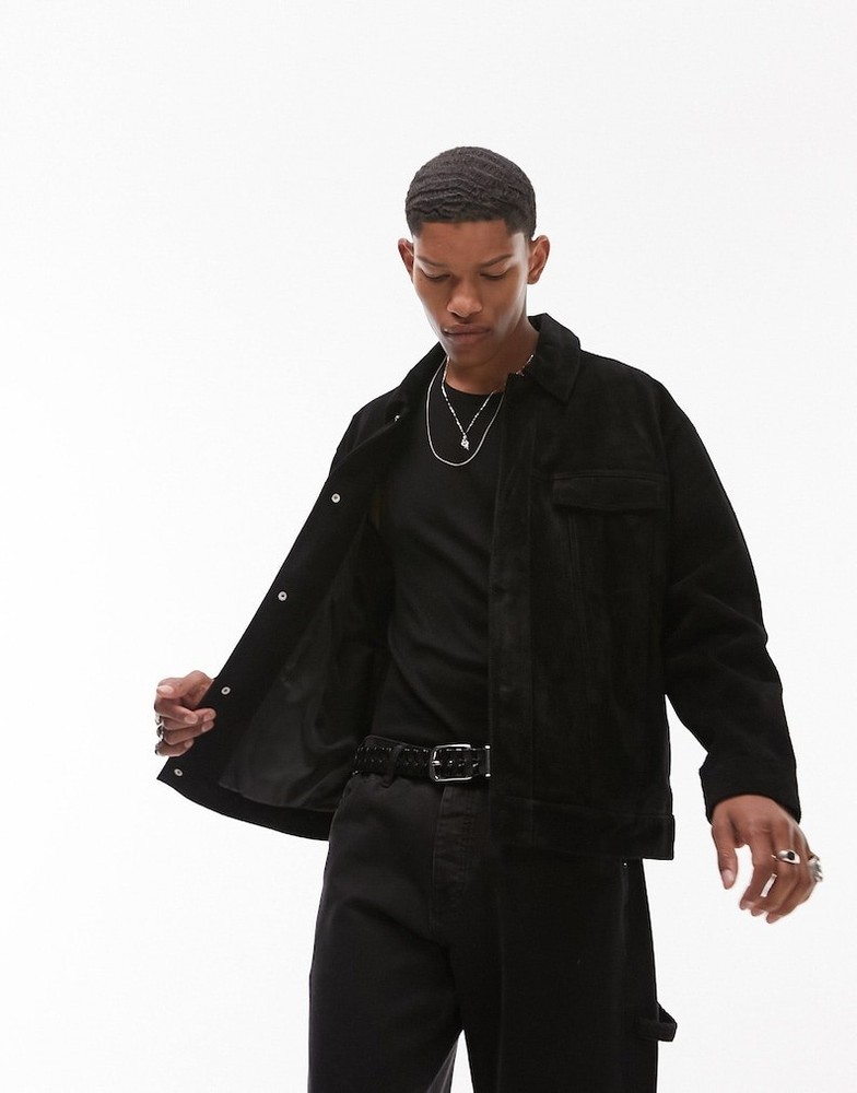 Men Black Classic Handmade Suede Leather Jacket Premium Quality Coat