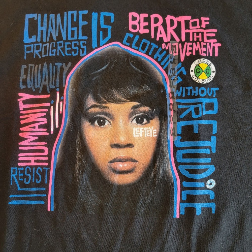 Cross Colours Men's XXL Lisa Left Eye Lopes TLC Shirt 90’s Hip Hop Rap R&B