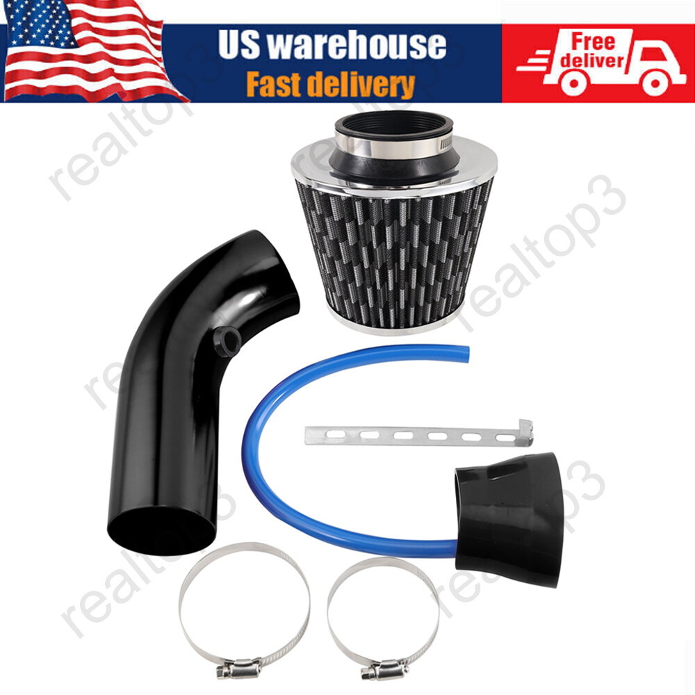 Black Air Intake Filter Induction Pipe Power Flow Hose System Accessories 3