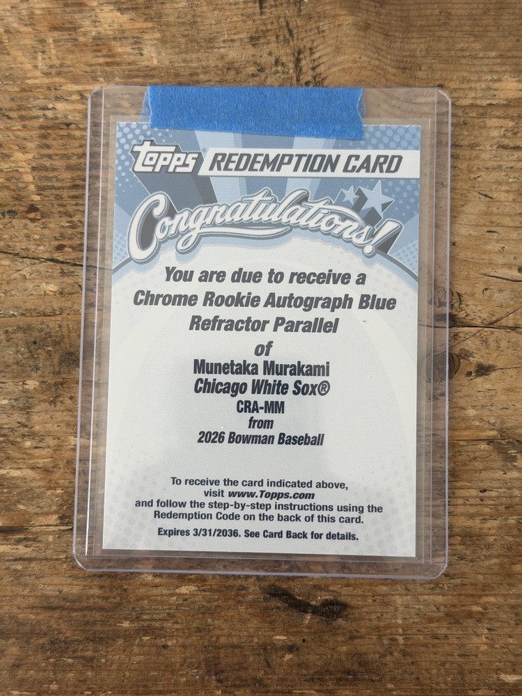 2026 Bowman Munetaka Murakami Auto Chrome Blue /150 Rookie REDEEMED Redemption