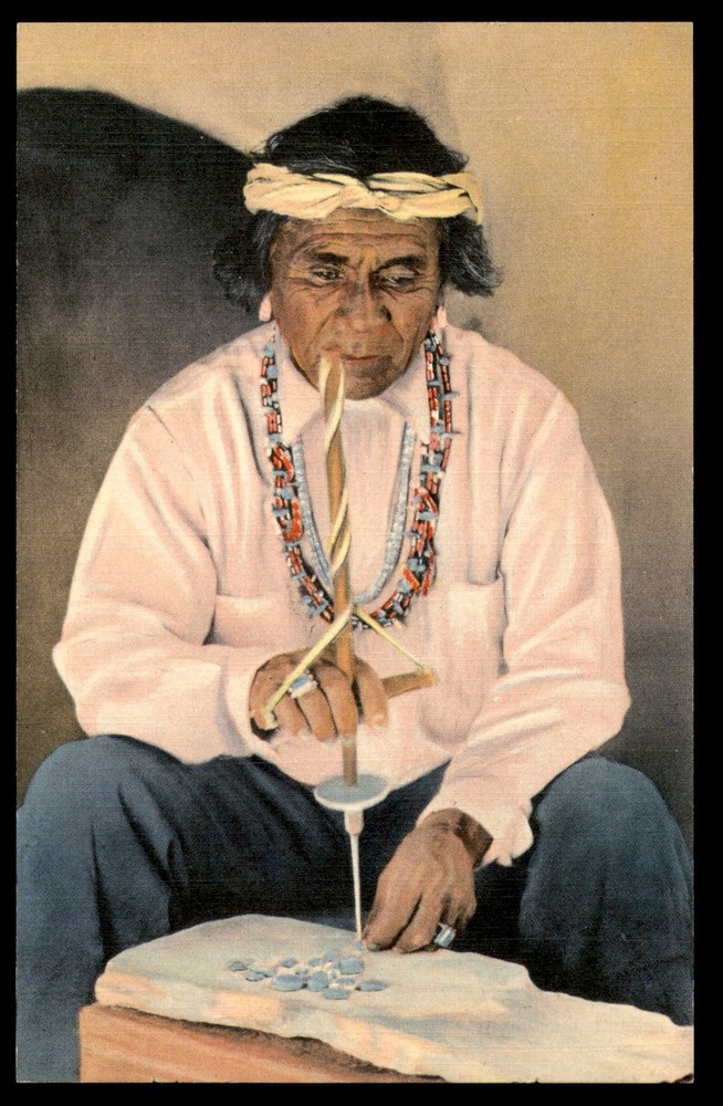 Postcard Pueblo Indian Turquoise Driller