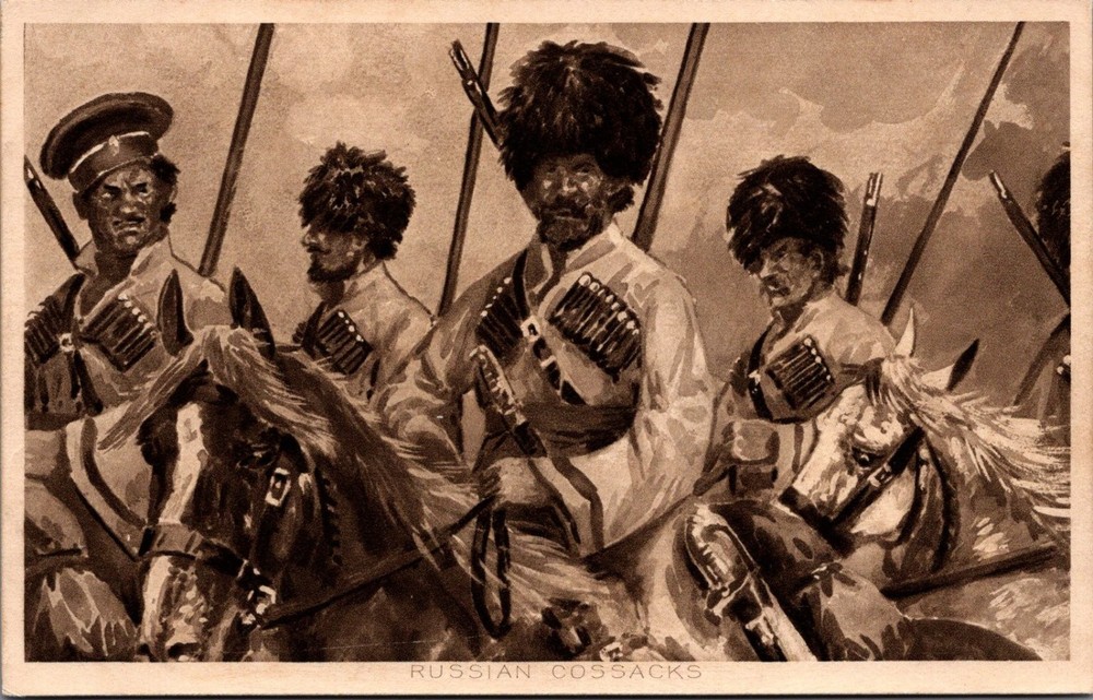 WWI 1914 Raphael Tuck Russian Cossacks Photogravure Postcard No. 4310