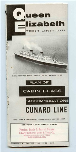 Queen Elizabeth Worlds Largest Liner Cabin Class Accommodation Plan Cunard 1957-image