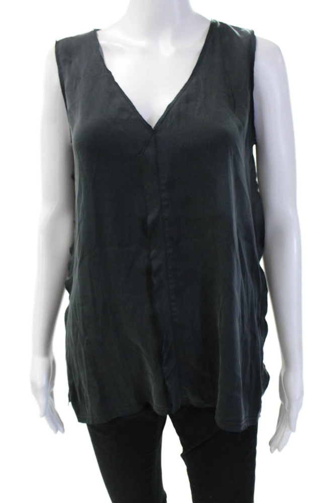 Go Silk Womens Basic Black Silk Blend V-Neck Sleeveless Tank Size SFree Shipping in US $100+ Orders | $6.95 Orders Below