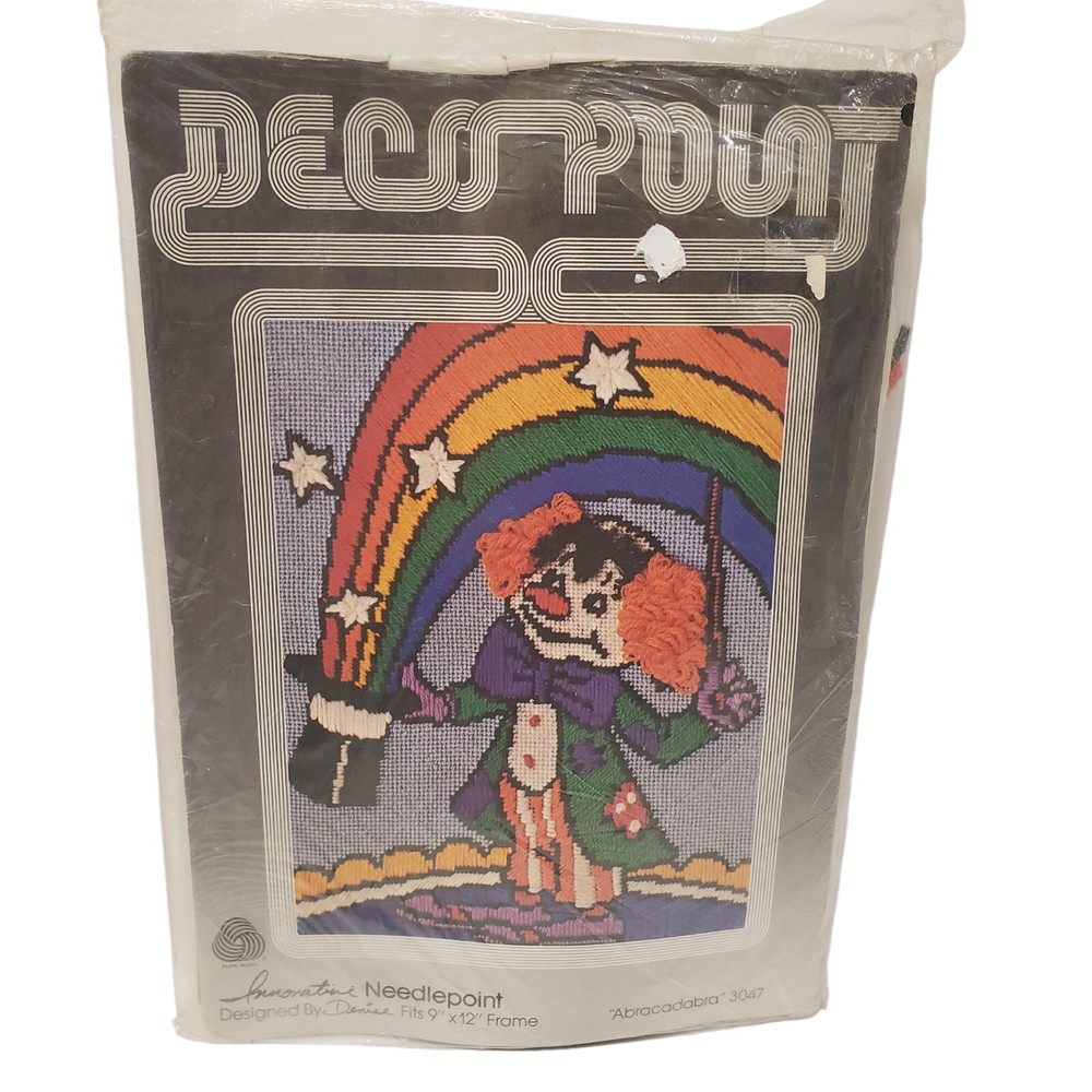 Deco Point Needlepoint kit NEW Abracadabra Clown Balloons 3047 Vintage-image