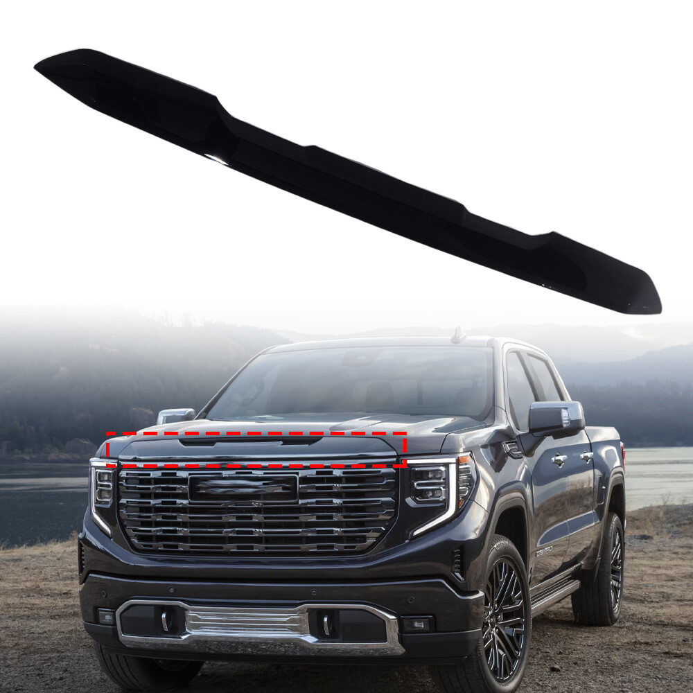 Front Upper Top Grille Molding Trim Gloss Black For GMC Sierra 1500 22-24 NEW