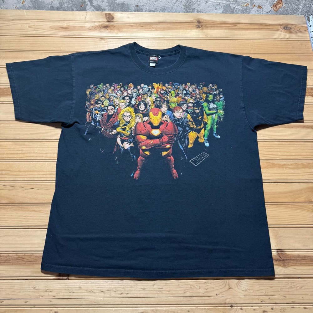 Vintage Y2K Marvel Comics Iron Man Avengers Superheroes Graphic T-Shirt Size XL