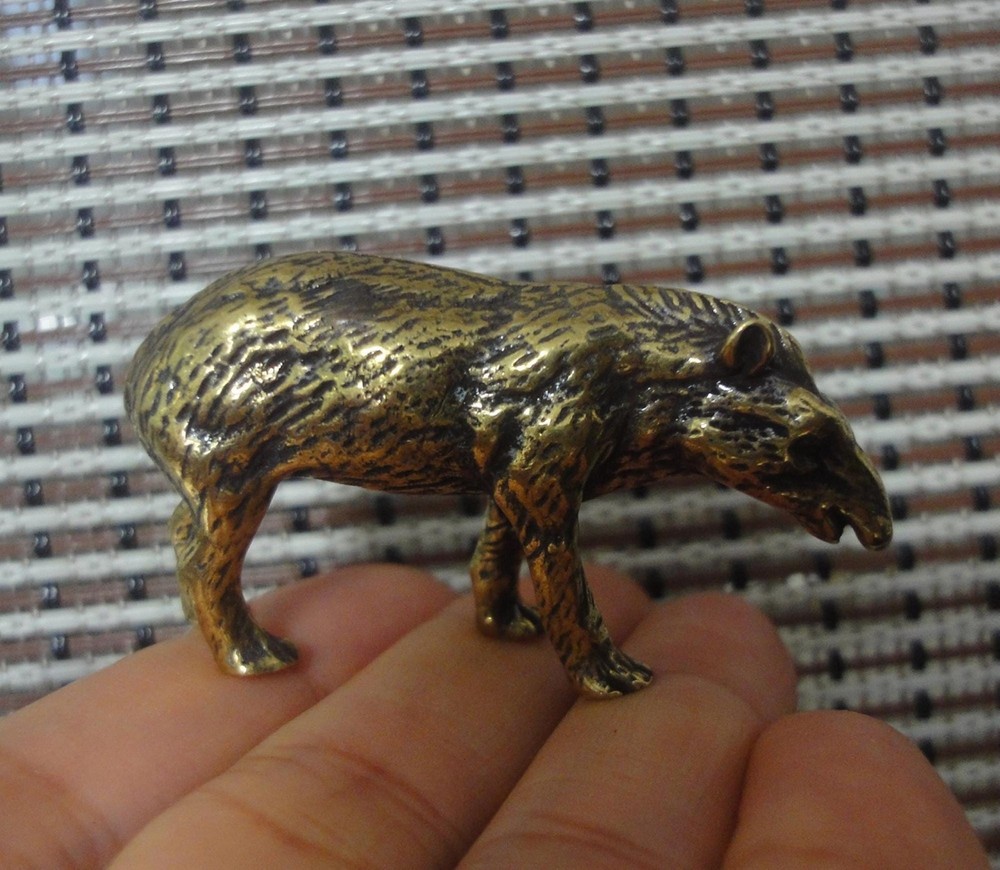 Solid Brass Dream Tapir Figurine Small Animal Statue for Farmhouse Decor
