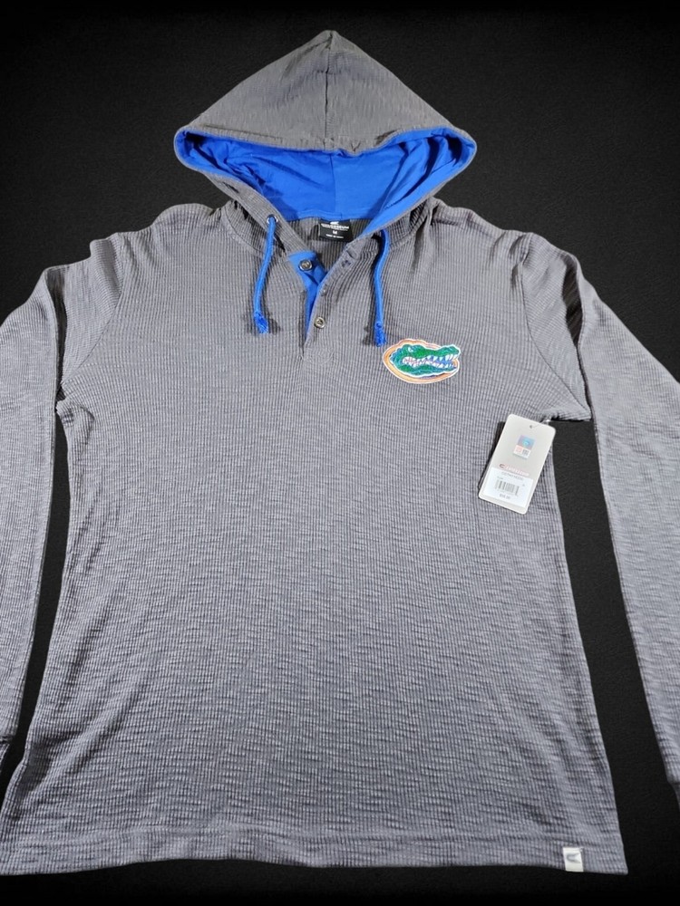 Colosseum Florida Gators Long Sleeve Shirt Gray Henley Hoodie Mens Size Large