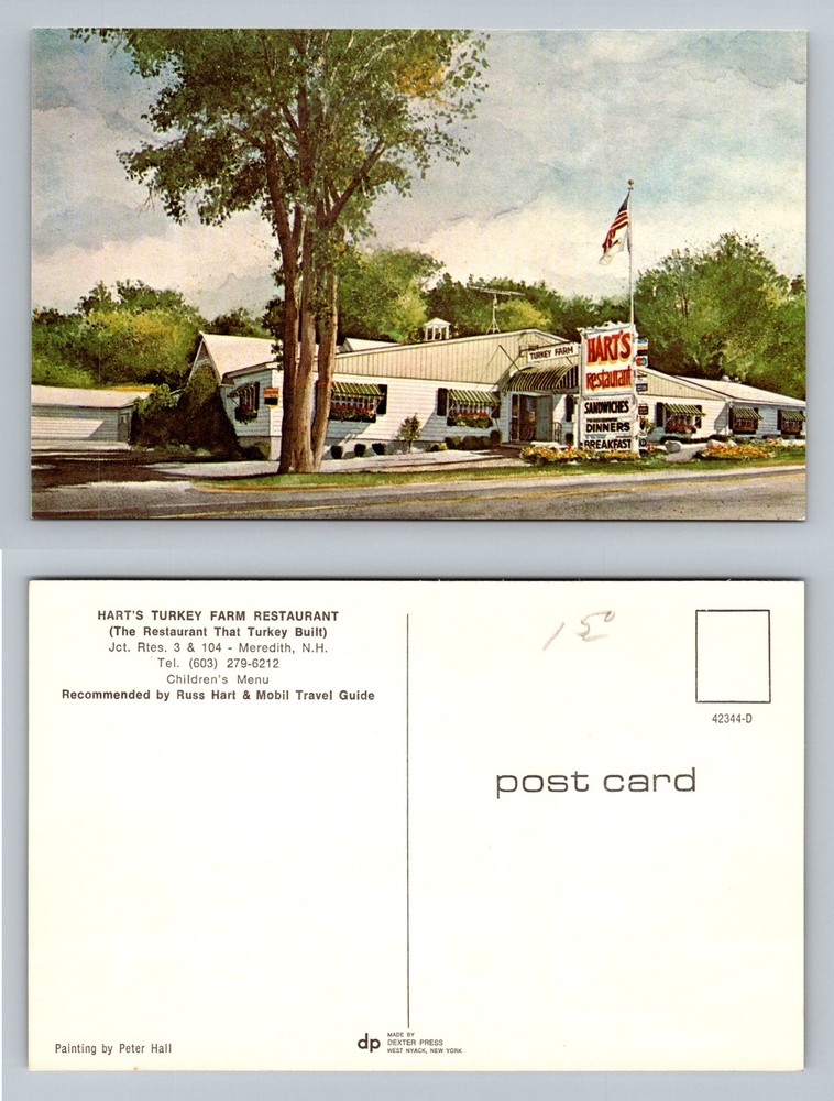 Meredith, NH-New Hampshire, Hart's Turkey Farm Restaurant Vintage Postcard