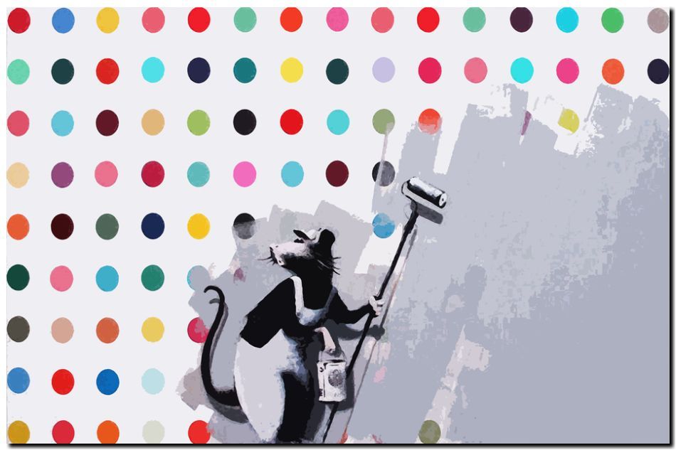 BANKSY STREET ART *FRAMED* CANVAS PRINT Rat painting hirst 16