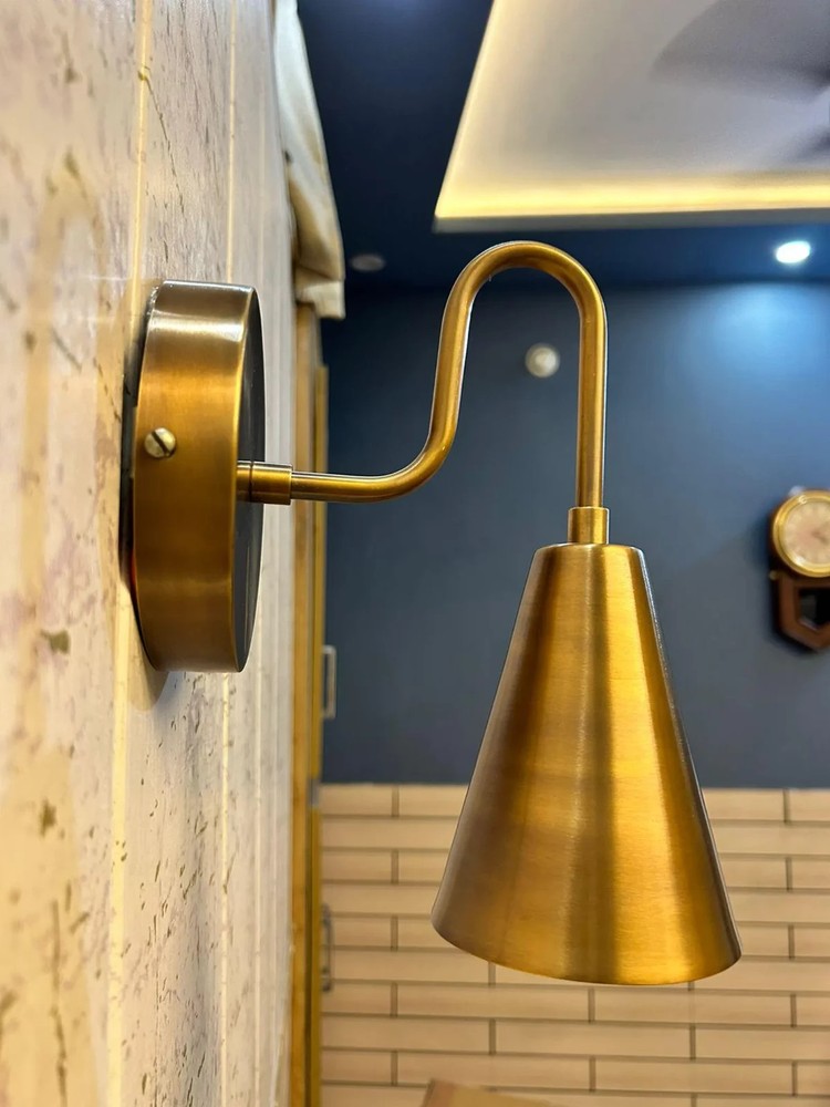 Mid Century Modern Italian Brass Sputnik Wall Sconce Accent Light Christmas Gift-image