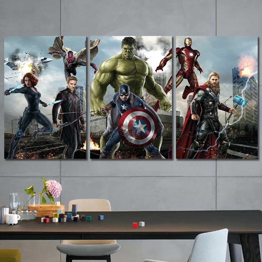 Avengers Characters Iron Man Multiple Options 3 4 5 Panel Canvas Wall Art Home
