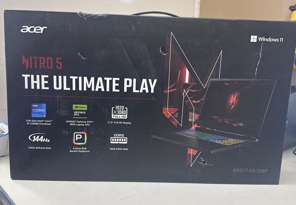 Acer Nitro 17.3 144Hz Gaming Laptop Intel i5 16GB RAM RTX 4050 GPU Brand New-image