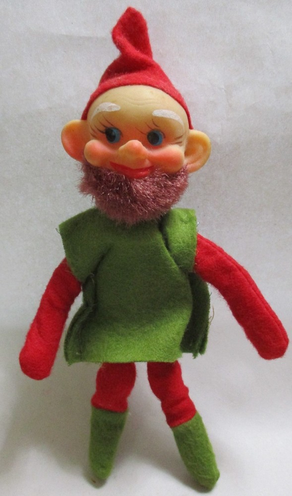 Vintage Christmas Pixie Elf,Rubber Face Beard,Knee Hugger, Big Ears, Japan