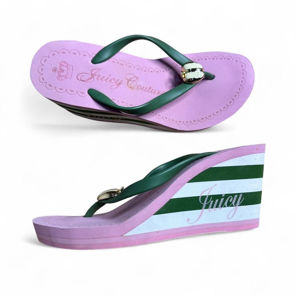 Juicy Couture Green Pink White Platform Sandals Size US 8