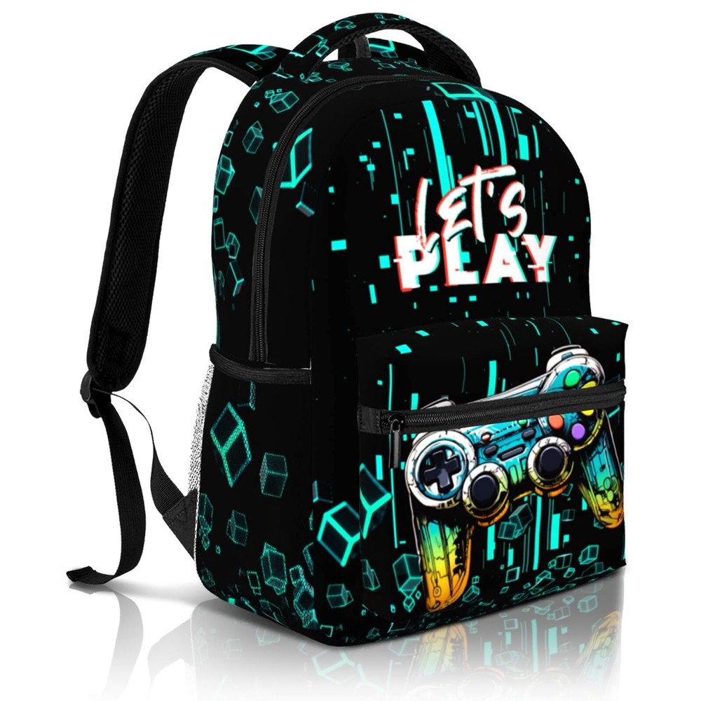Abstract Gamepad Backpack for Boys and Girls with Lightweight Gaming Print Design-image