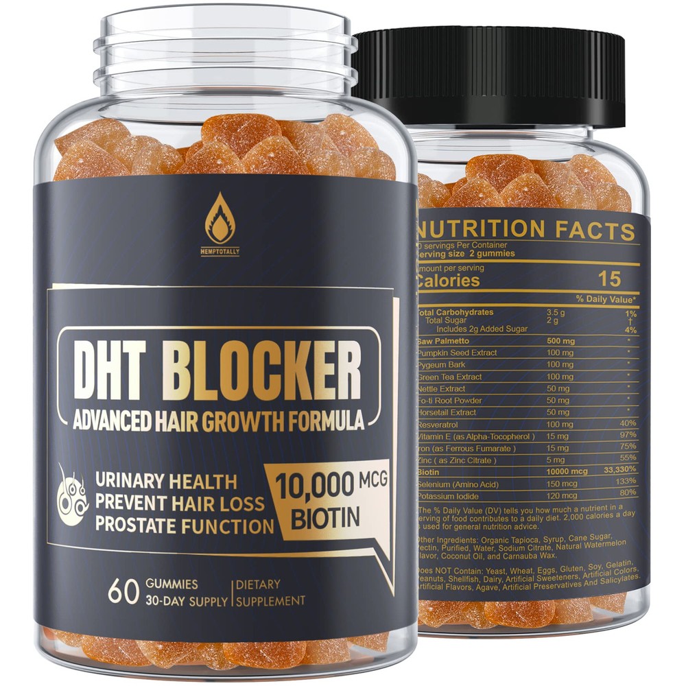 DHT Blocker Gummies Hair Growth Supplement, Super Potency Saw Palmetto & Biot...