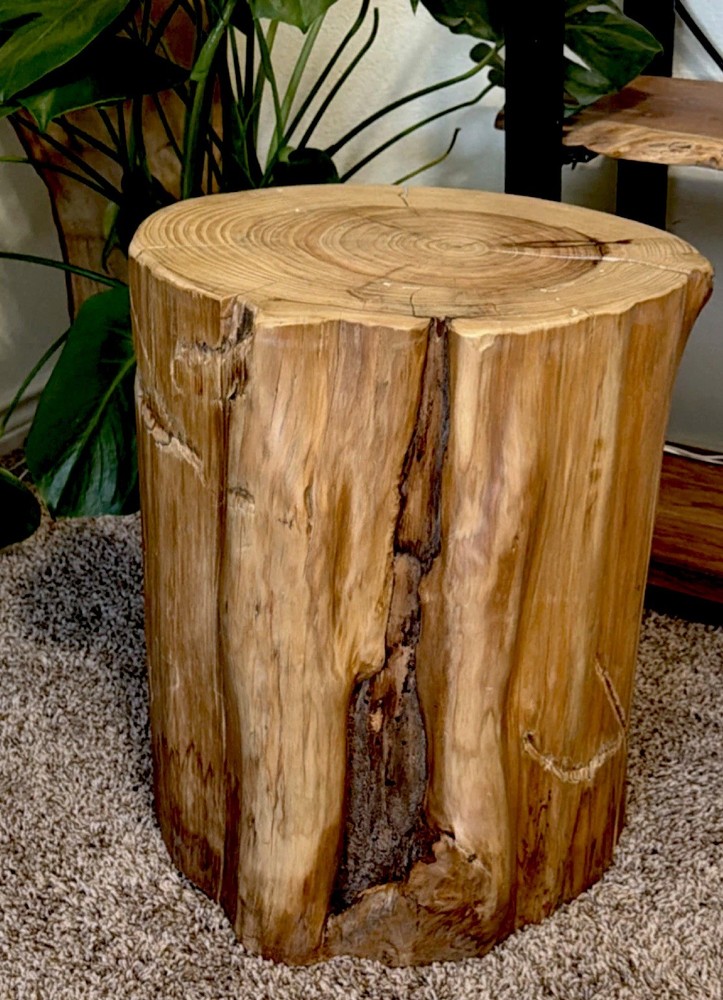Handcrafted cypress Rustic Live Edge Solid Wood Side Table Free Form Light Wood