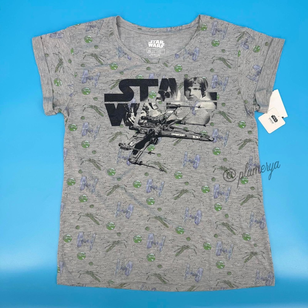Star Wars Mighty Fine Women's Junior's Luke Skywalker T-Shirt Top Size XL