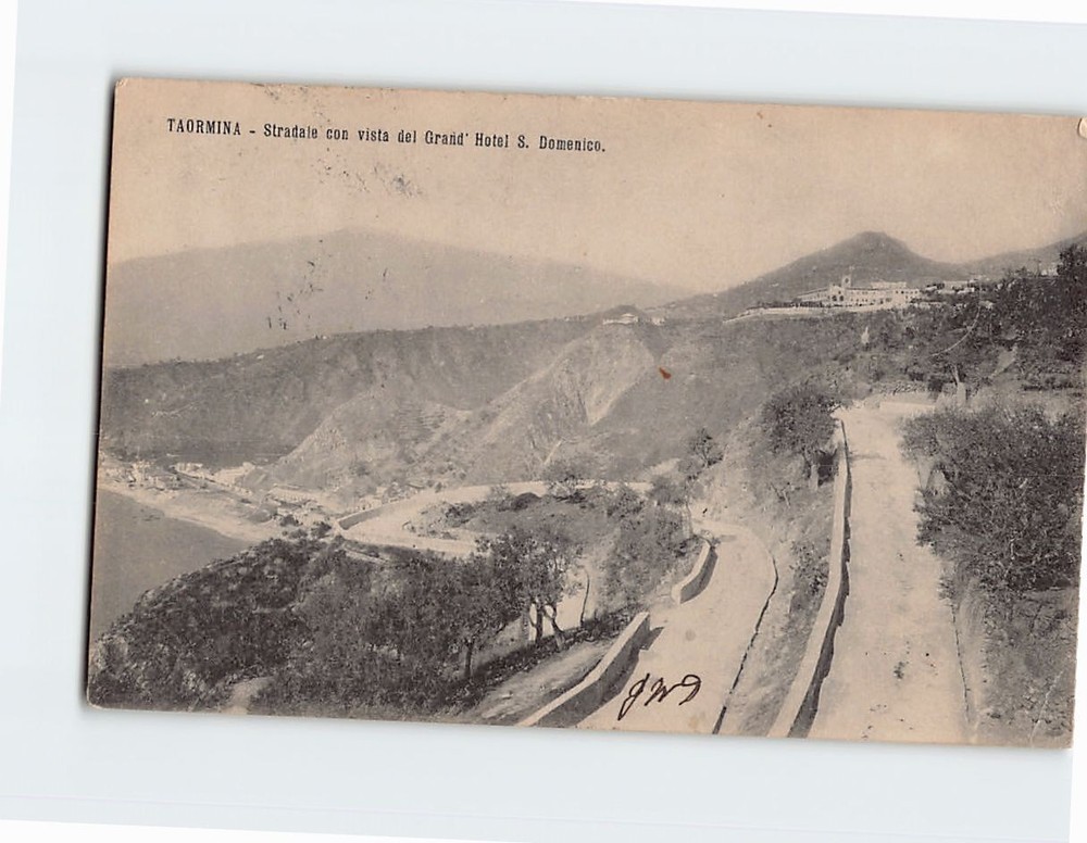 Postcard  Road with a View of the Grand Hotel S. Domenico Taormina Italy