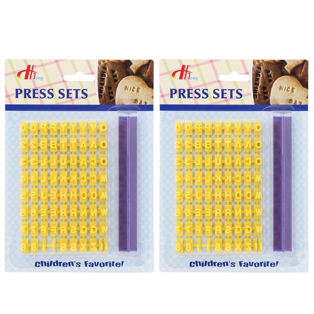 2-Pack Number & Alphabet Cookie Stamps for Baking Biscuits & More
