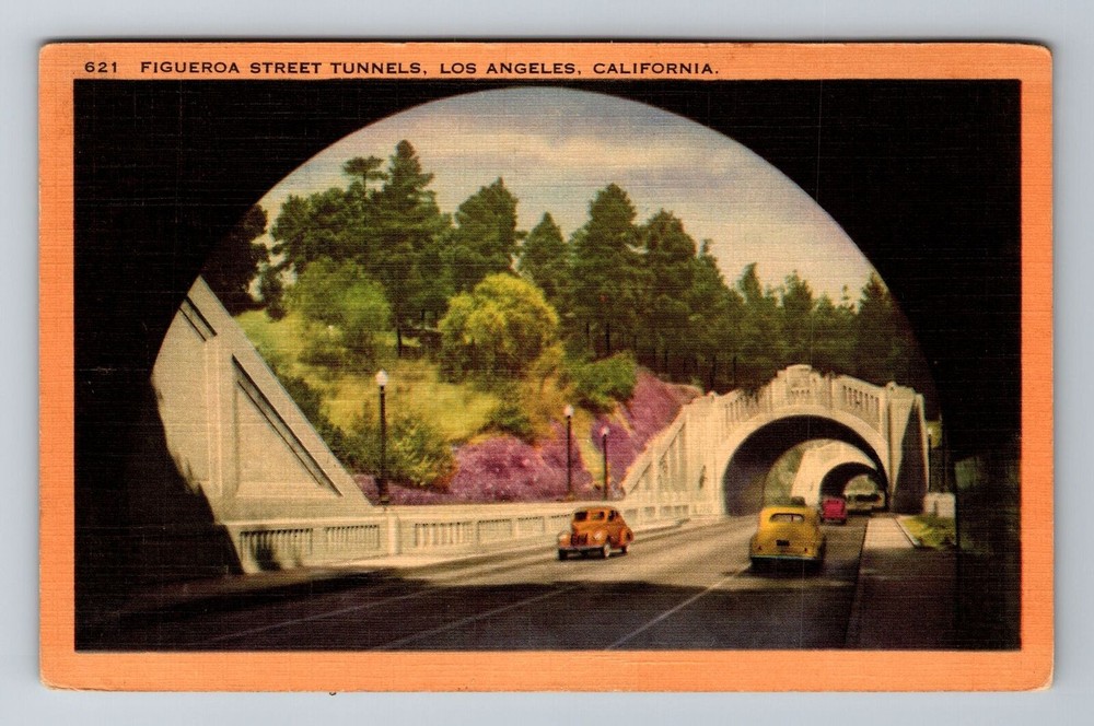 Los Angeles CA-California Figueroa Street Tunnels Antique Vintage c1953 Postcard