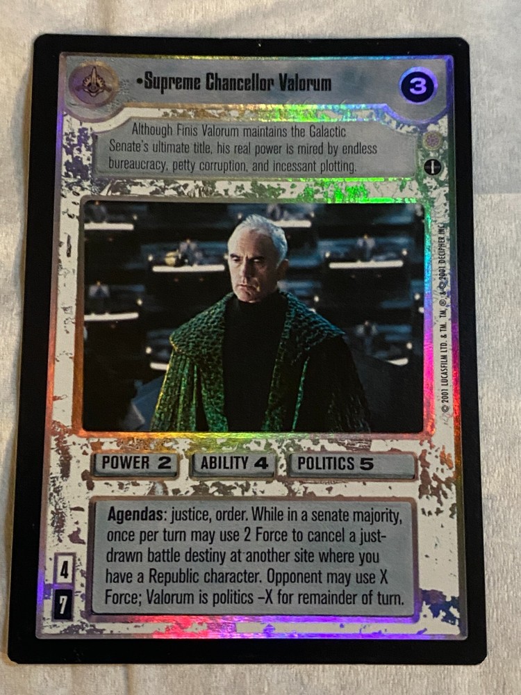 Decipher Star Wars CCG Reflections III SUPREME CHANCELLOR VALORUM Foil NM