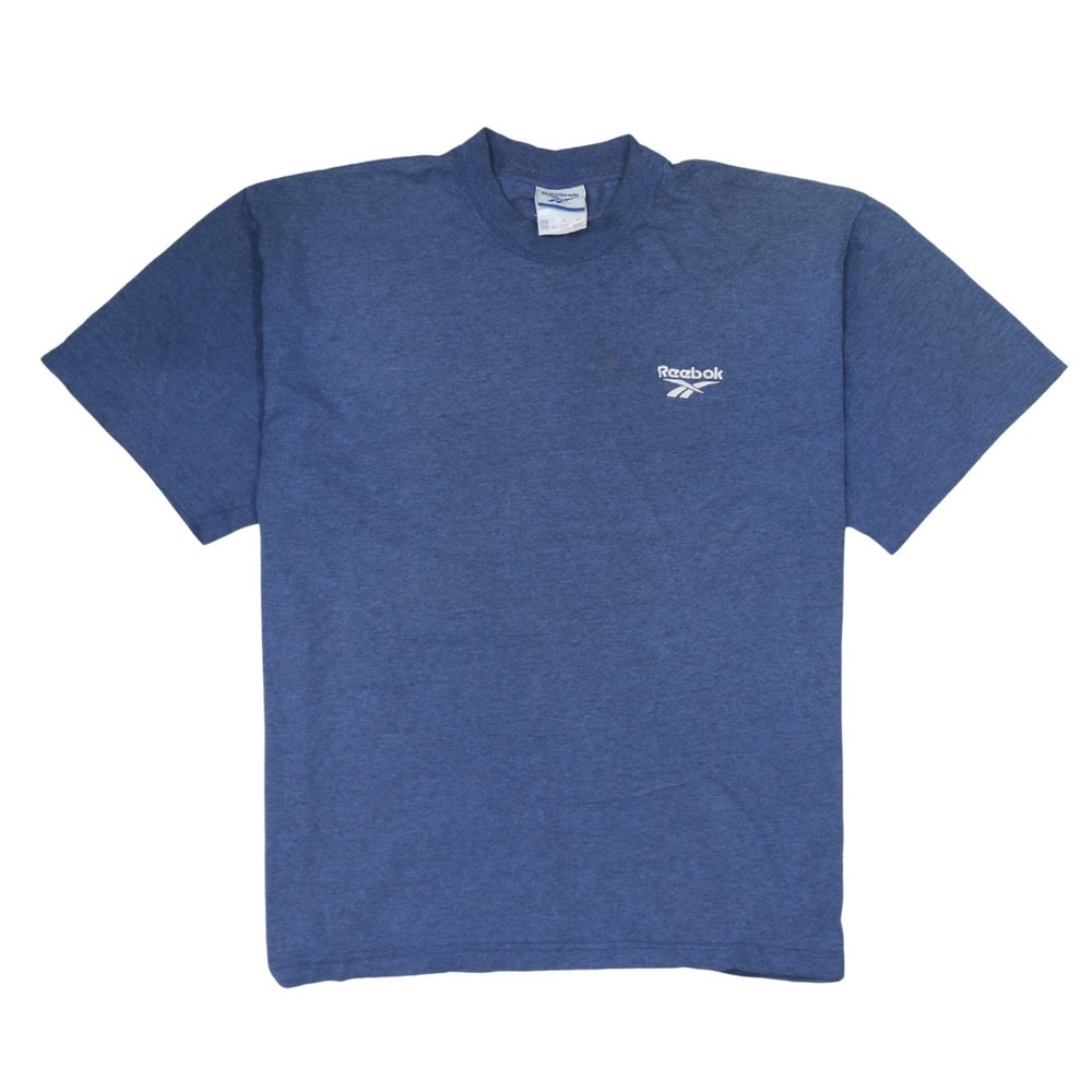 Reebok Mens T Shirt Blue Embroidered Chest Logo Vintage 90s Athletic Sports S