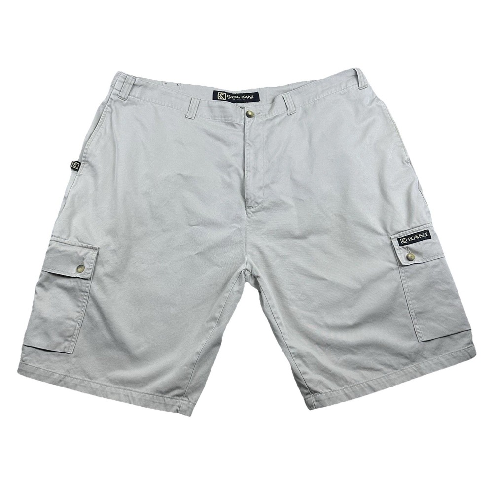 Vintage Karl Kani Men’s 42 Beige Cargo Shorts Streetwear Hip Hop Skate Baggy Y2K