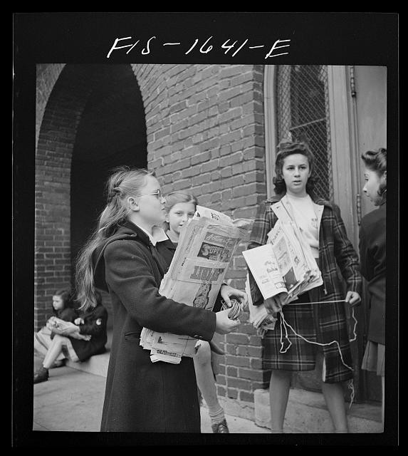 Washington DC 1942 schoolchildren scrap paper salvage campaign Victory Program