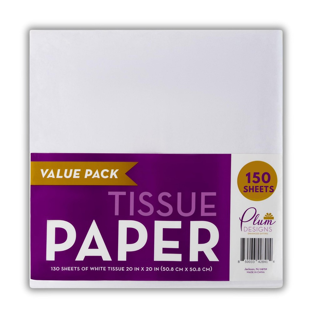White Tissue Paper for Gift Bags, 150 Sheets of 20 x 20 Inches Bulk Tissue Pa...